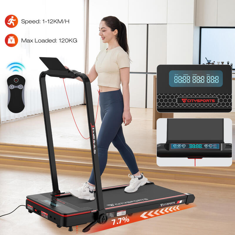 Passadeira Rebatível e Inclinação de 7,7%,1400W,WP3,1-12km/h.App.Bluetooth