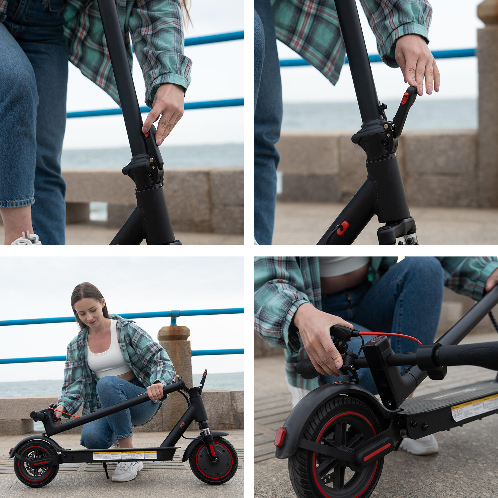 E-Scooter faltbarer mit Straßenzulassung (ABE)– EVERCROSS EV85F – Schwarz Rot 6/7
