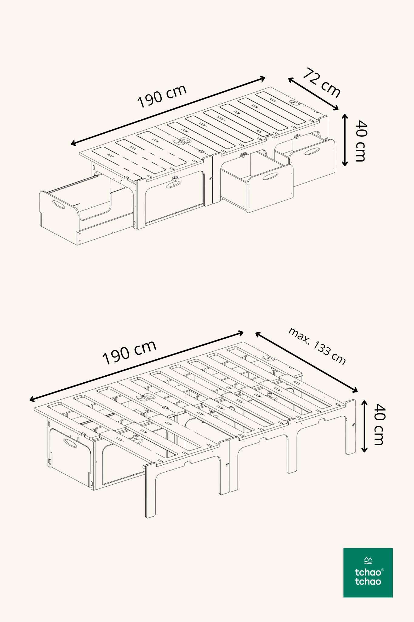 Lit peigne van (avec matelas/ avec tiroirs) 7/7