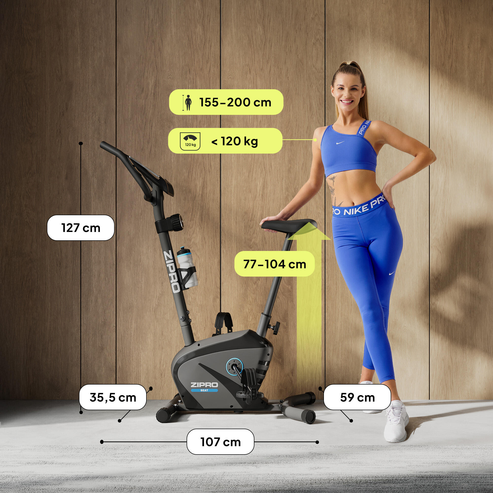ZIPRO Hometrainer Fiets Cyclingfietsen Bike met Mechanische Weerstand Indoor LCD Monitor Verstelbaar Belastbaar 120kg Fitnessbike Stille voor Cardiotraining Thuis Houder – MODO