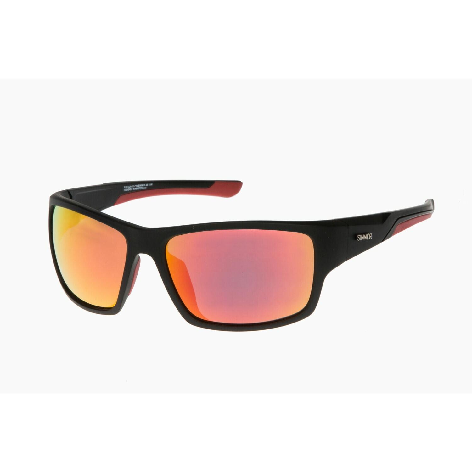 SINNER Lemmon Unisex Cycling Sunglasses - Matte Black, Polarised Red Cat.3