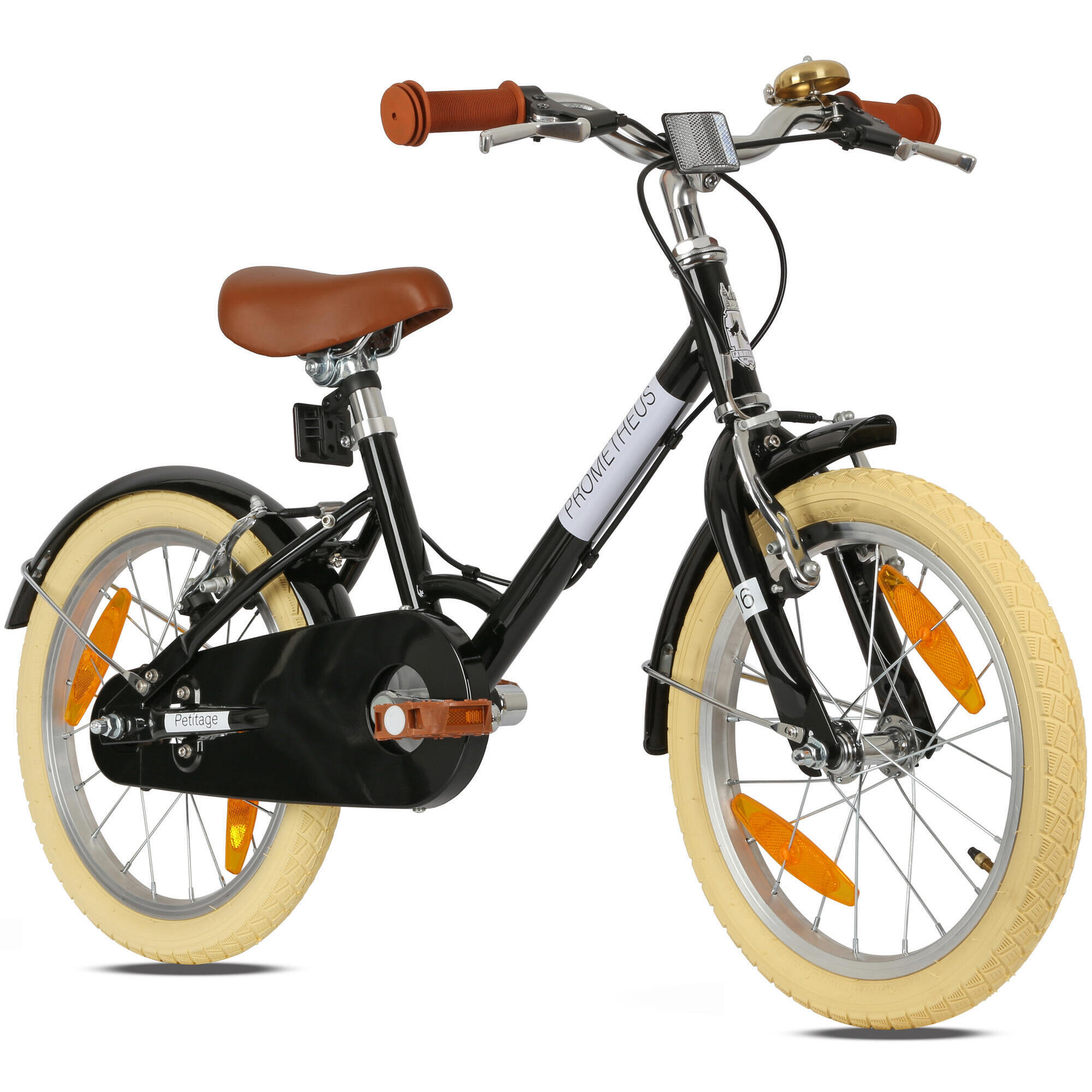 Prometheus Bicycles - Vélo Enfant 16 Pouces Dès 5 Ans – Rétro/vintage, Frein V-brake & Béquille - Vélo Enfant - Blanc|noir - 16" - Decathlon