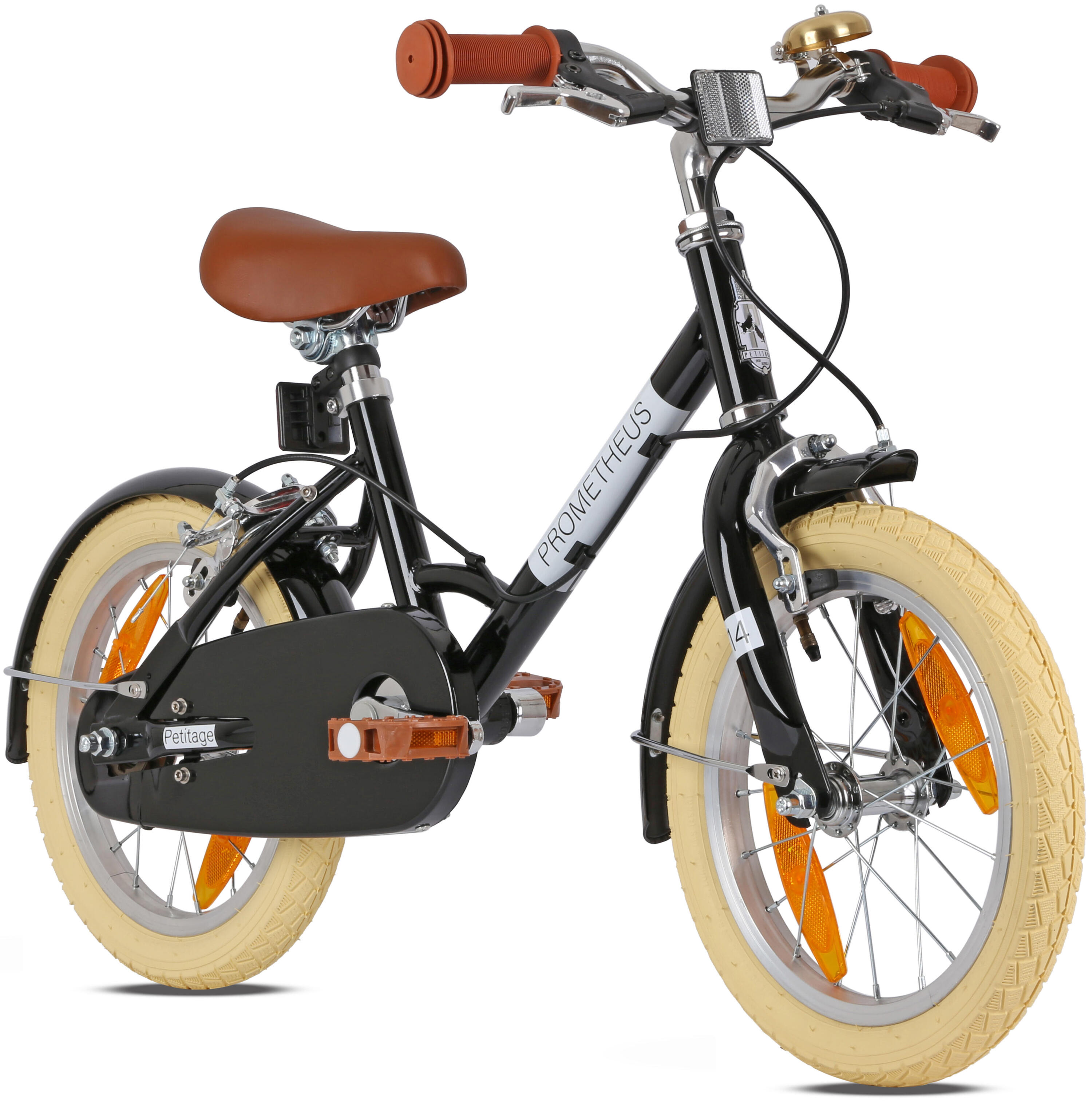 PROMETHEUS BICYCLES Kinderfahrrad 14 Zoll ab 4 Jahre – Retro/Vintage Look - Felgenbremse & Ständer