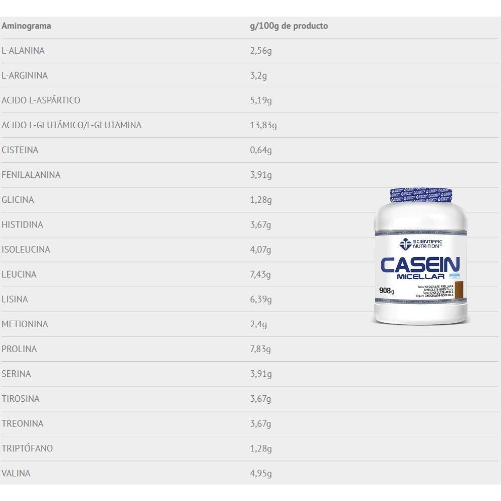 Proteina Casein Micellar 908 g Chocolate y Avellana Scientiffic Nutrition 3/3