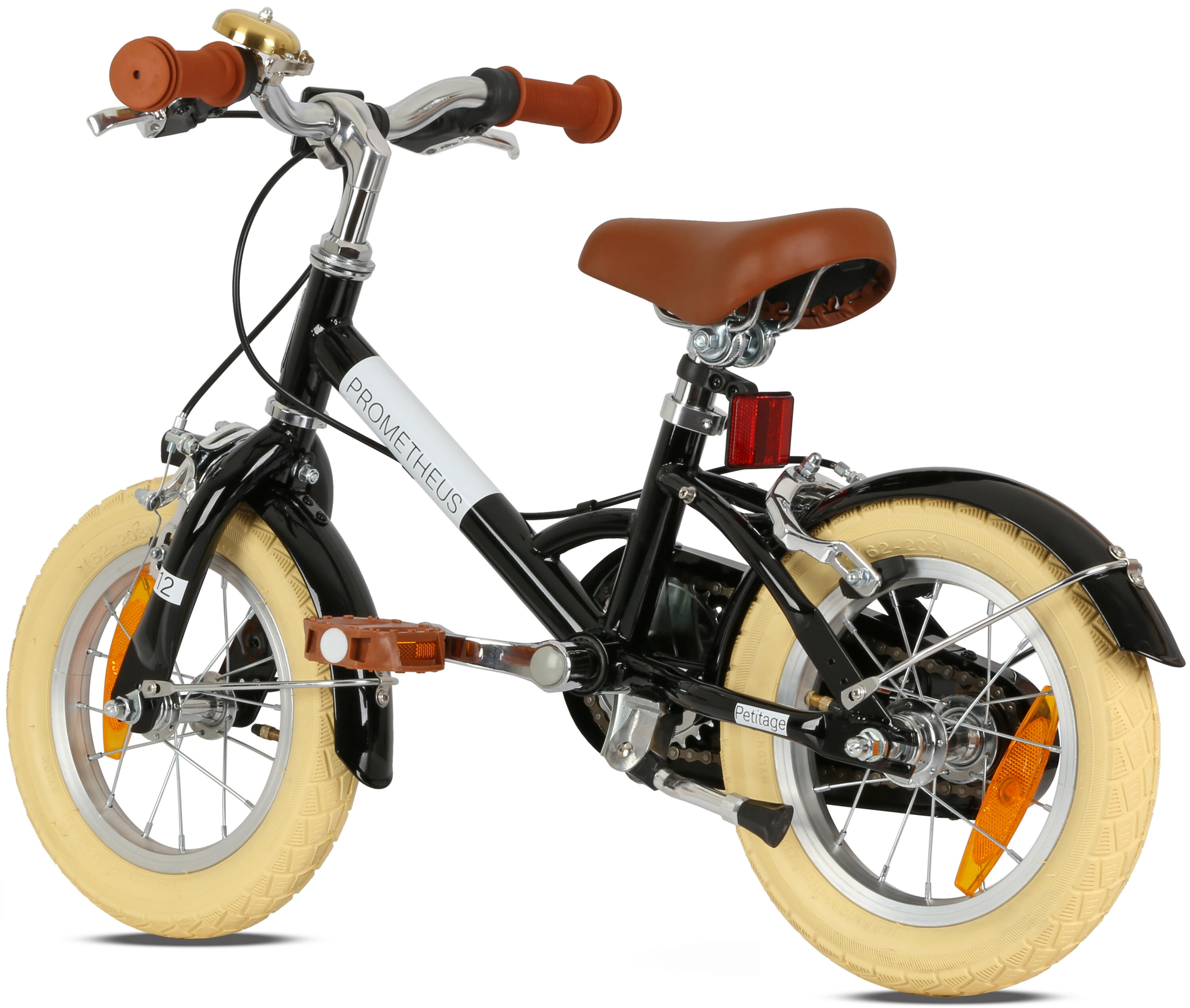 Bici bambini 12 pollici da 3 anni retrò/vintage, freno a cerchio e cavalletto 4/8