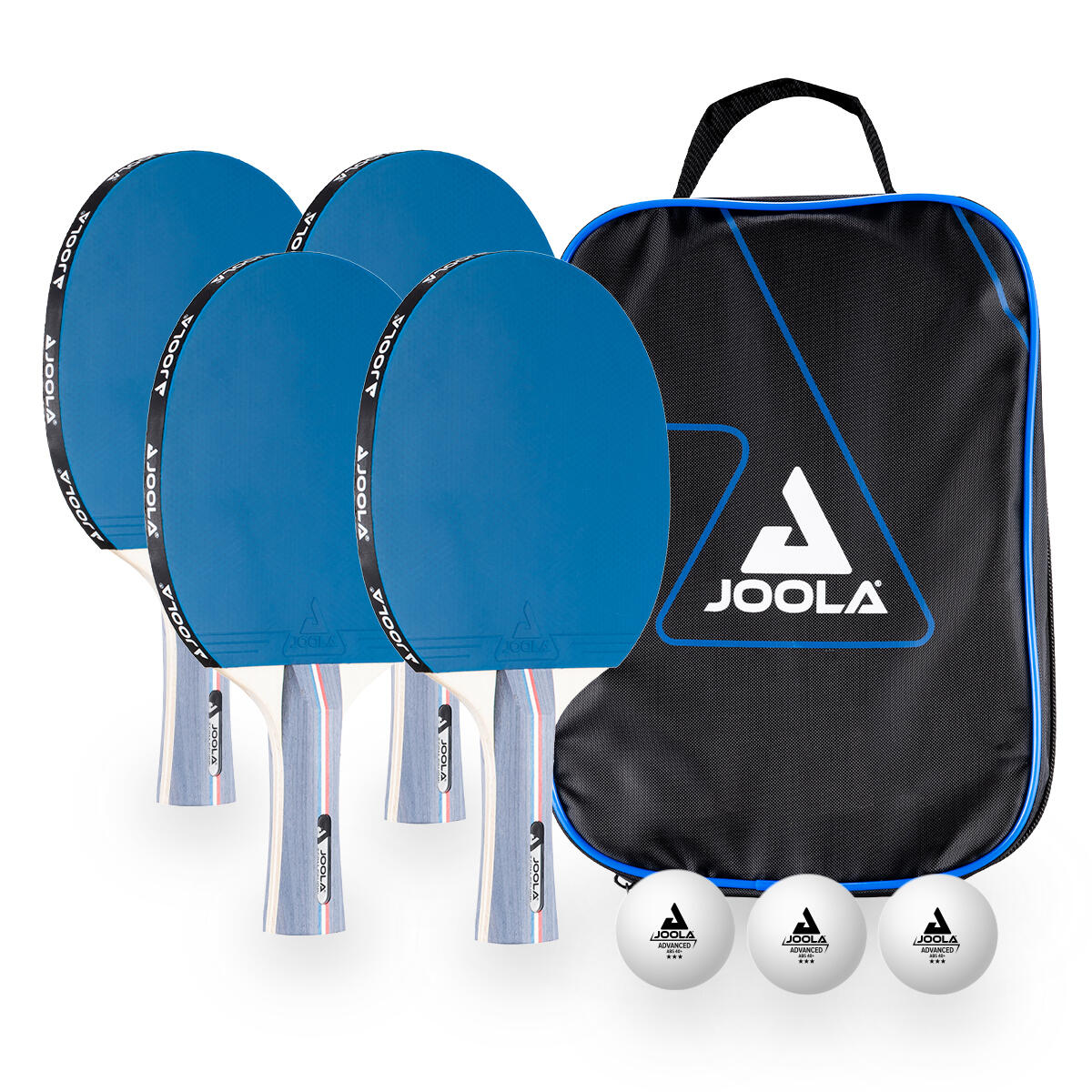 JOOLA Conjunto de ténis de mesa TEAM School FR – 4 raquetes, 3 bolas, com bolsa