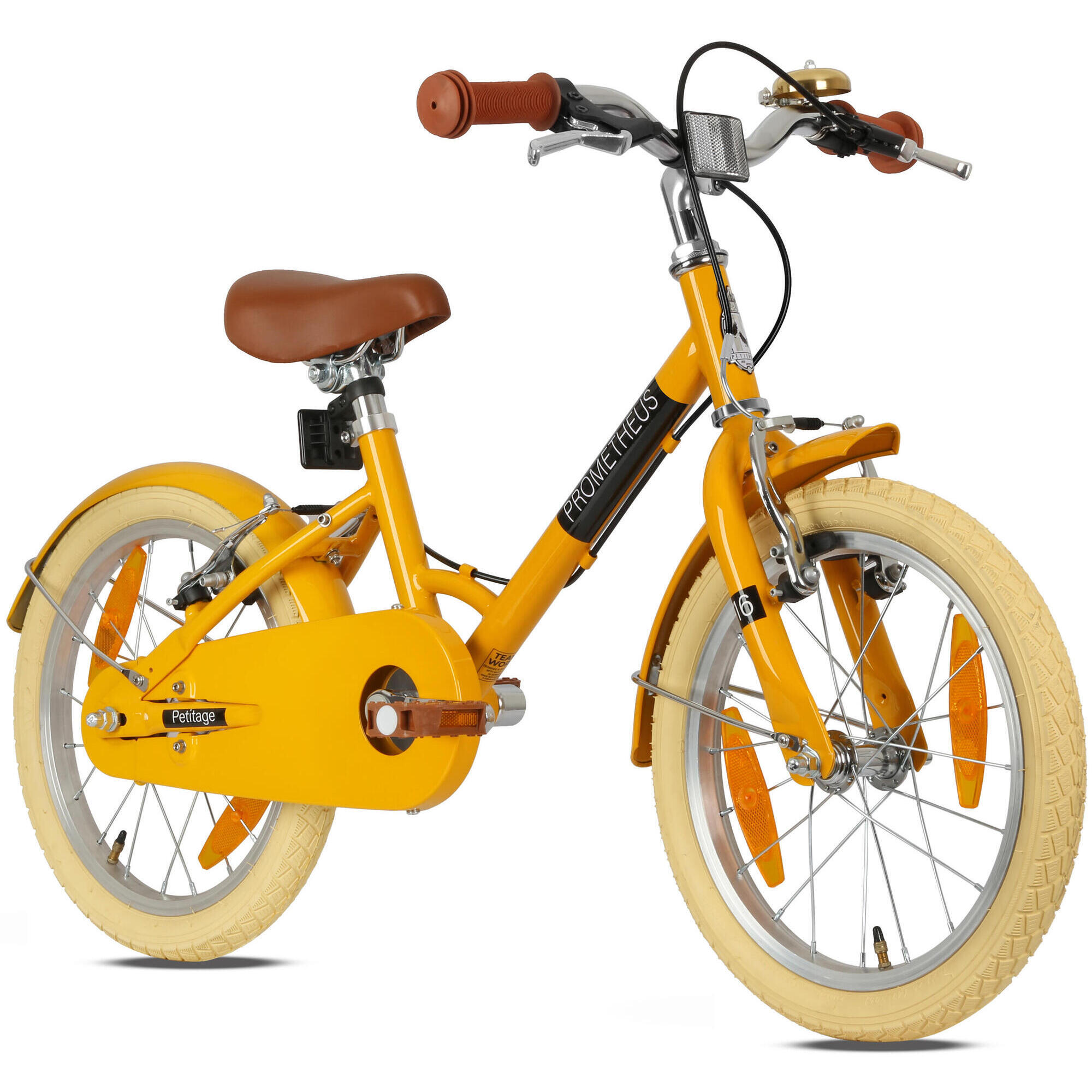 Prometheus Bicycles - Vélo Enfant 16 Pouces Dès 5 Ans – Rétro/vintage, Frein V-brake & Béquille - Vélo Enfant - Jaune|noir - 16" - Decathlon