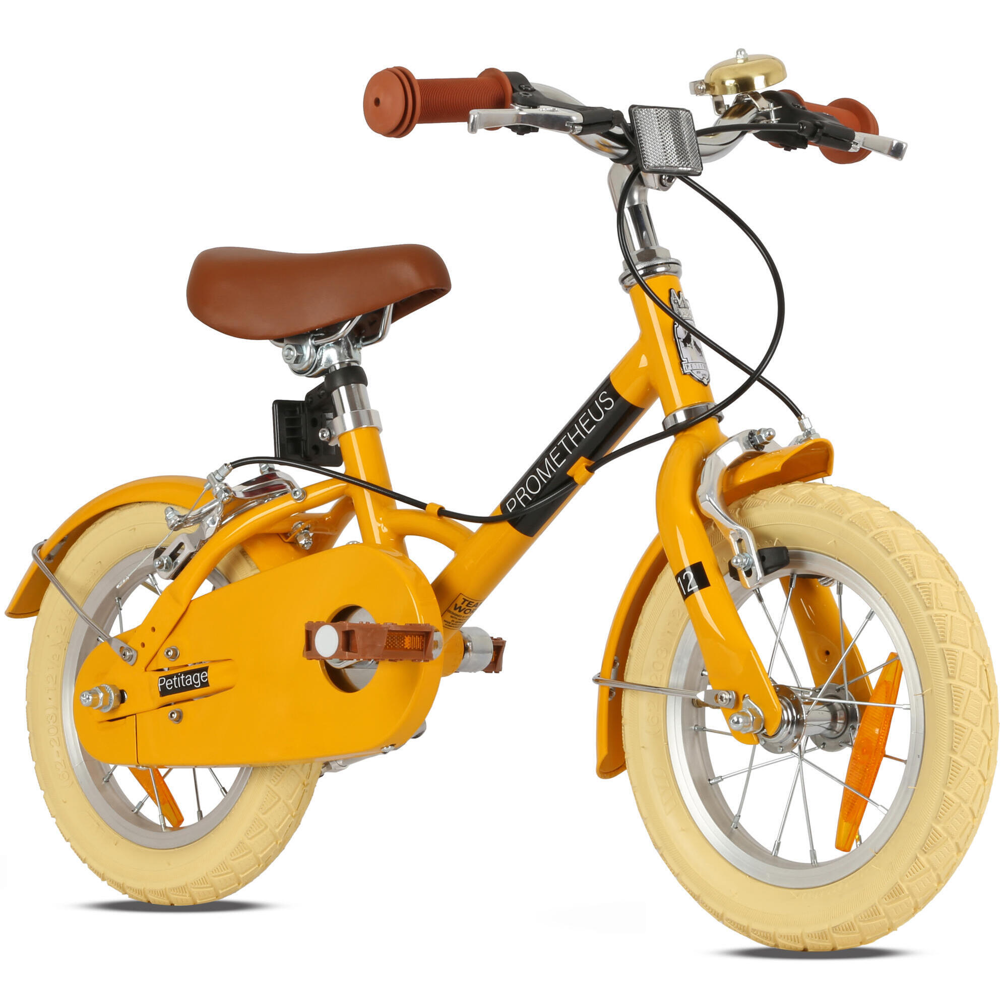 Prometheus Bicycles - Vélo Enfant 14 Pouces Dès 4 Ans – Rétro/vintage, Frein Jante & Béquille - Vélo Enfant - Jaune|noir - 14" - Decathlon