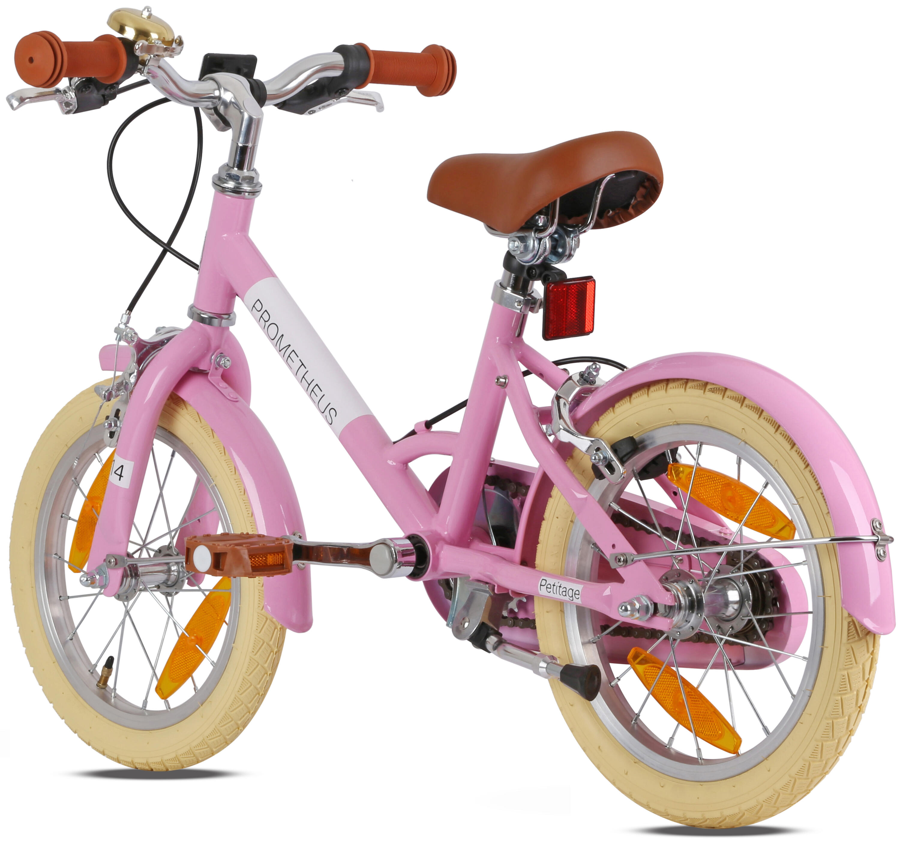 Kinderfahrrad 14 Zoll ab 4 Jahre – Retro/Vintage Look - Felgenbremse & Ständer 4/8