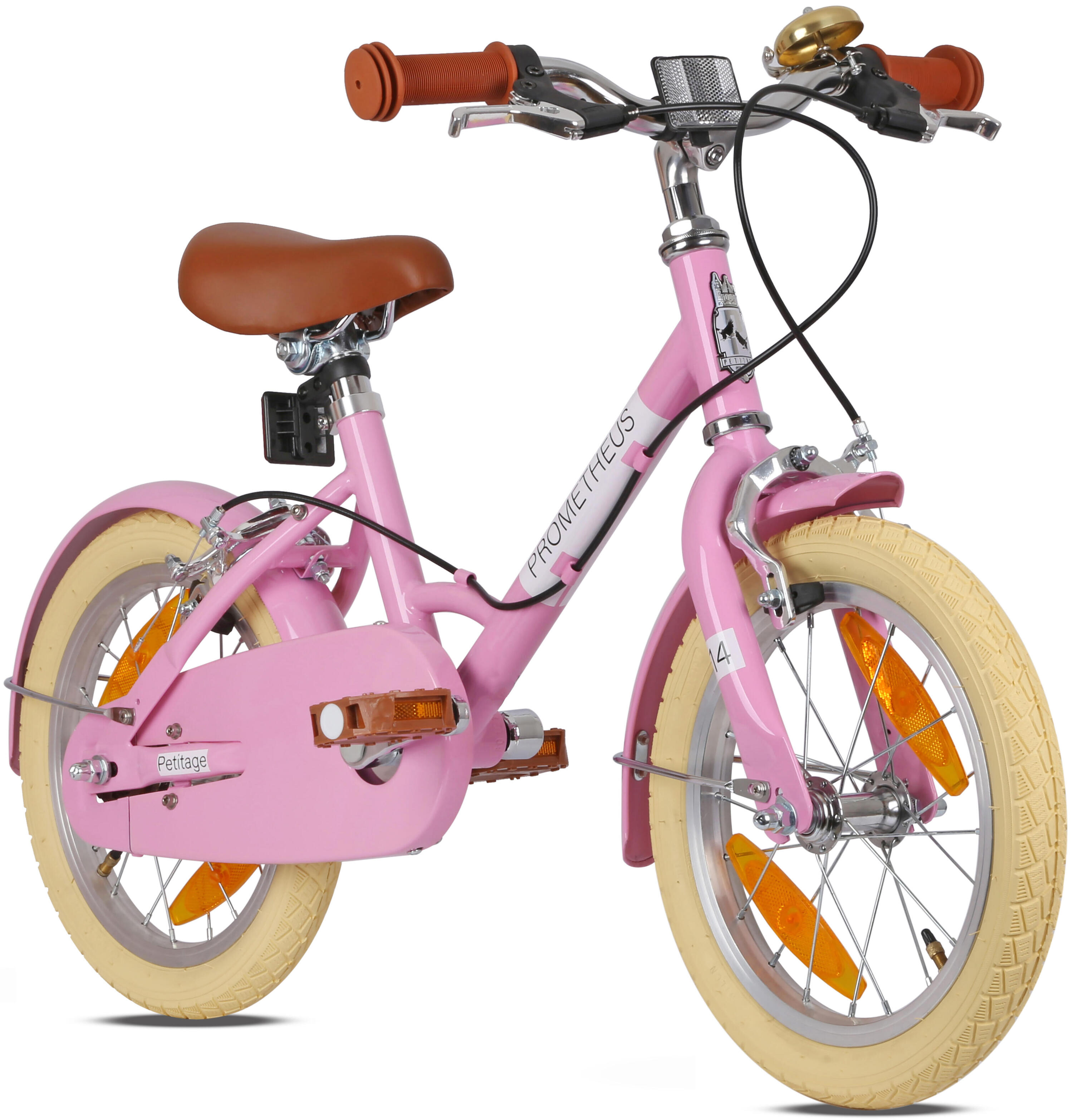PROMETHEUS BICYCLES Kinderfahrrad 14 Zoll ab 4 Jahre – Retro/Vintage Look - Felgenbremse & Ständer