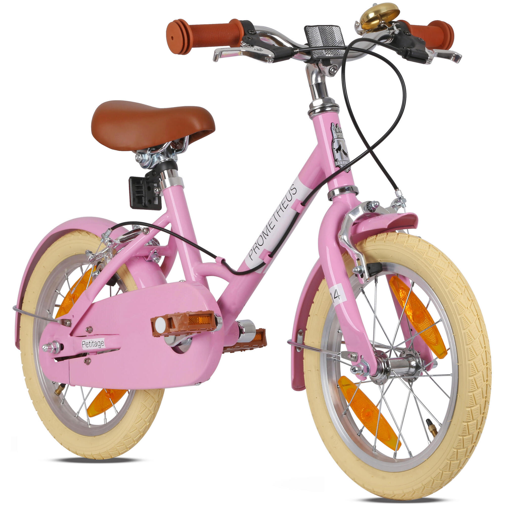 Prometheus Bicycles - Vélo Enfant 14 Pouces Dès 4 Ans – Rétro/vintage, Frein Jante & Béquille - Vélo Enfant - Rose - 14" - Decathlon