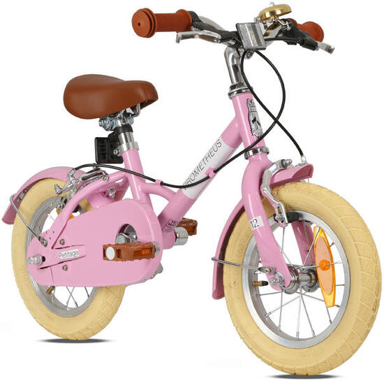 Kinderfahrrad 12 Zoll ab 3 Jahre – Retro/Vintage Look - Felgenbremse & Ständer