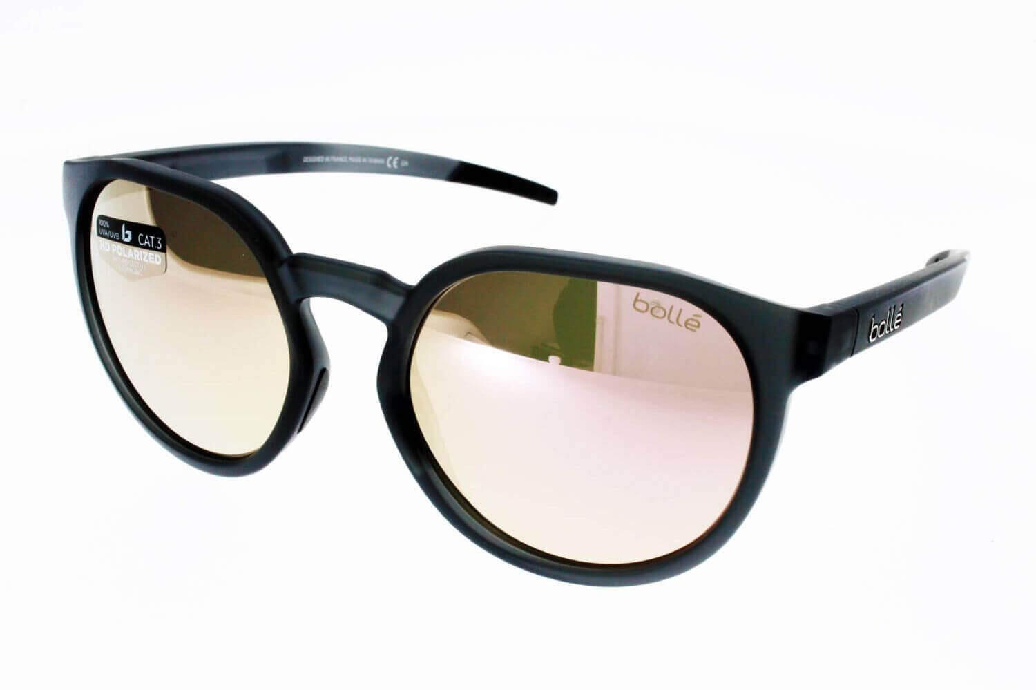 Lunettes de soleil mixte Bollé Merit noir cristal, verres miroités roses 2/4
