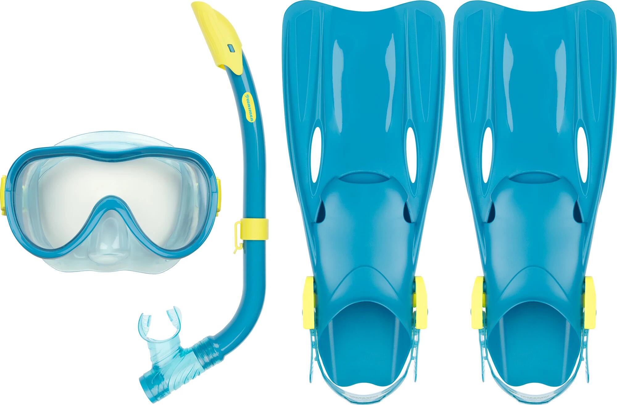 Tauchset für Kinder / Schnorchelset (Maske/Schnorchel/Flossen) – Blau 2/6