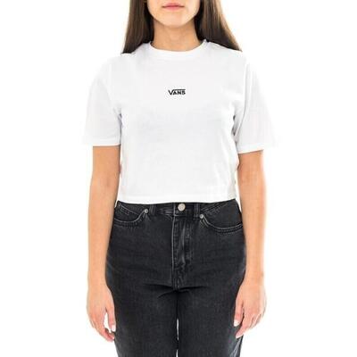 T-shirt vans wm flying v crop crew. wit. dames