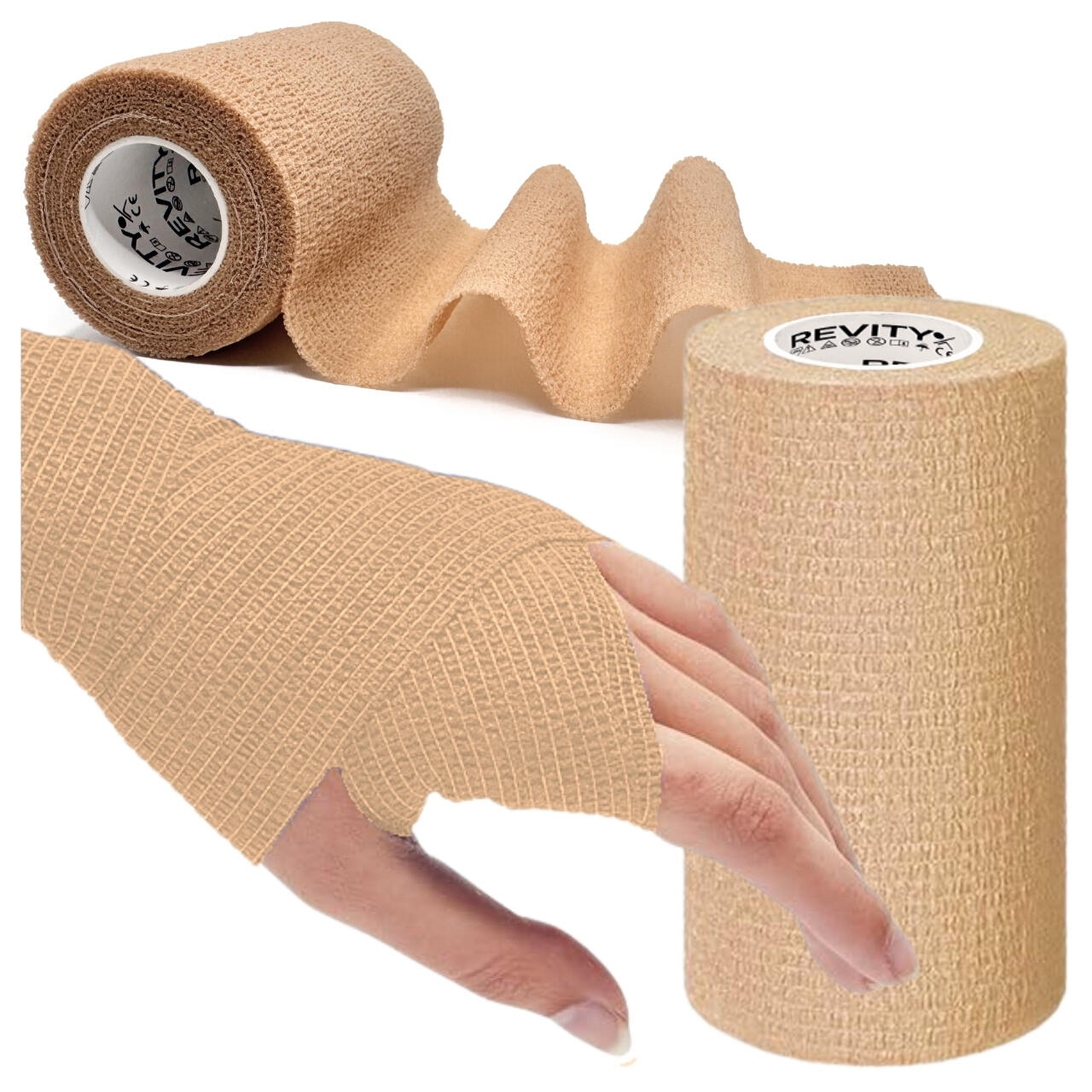 Bandaż kohezyjny samoprzylepny 10cm x 4.5m elastyczny opatrunek 1 szt. beżowy