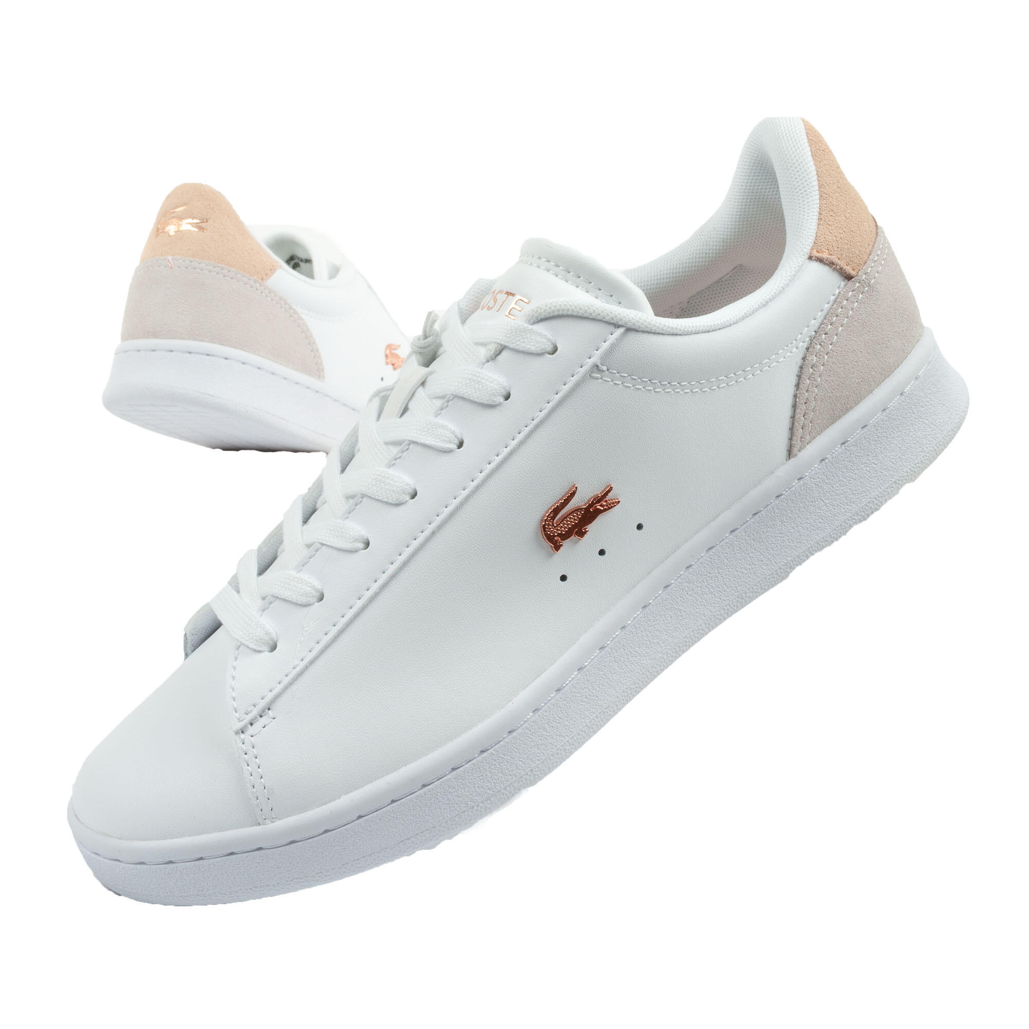 Lacoste - Chaussures De Sport Pour Femmes Lacoste Carnaby [748sfa00161y9] Baskets - Baskets - Blanc|rose - Decathlon