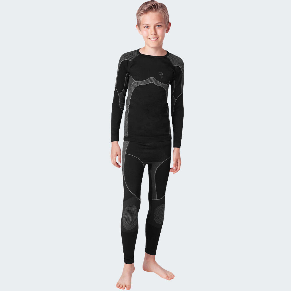 Set de sous-vêtements thermiques sans couture | Enfants | Noir/Gris 2/7
