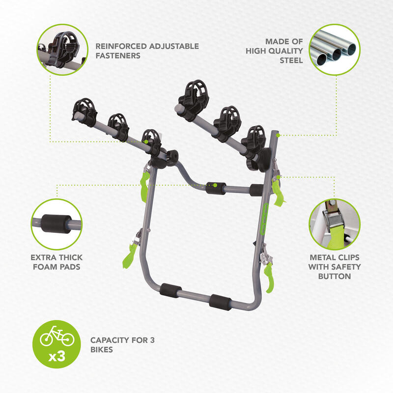 Porte-vélos GO BIKER hayon arrière Easy V3 Max - 3 vélos - 15 kg/rail - pliable
