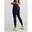 Femme Yoga Leggings Petite Côtelé Sans Couture Bleu Marine