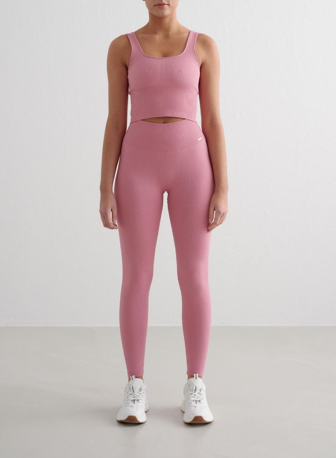 AIM'N Donna Yoga Leggings Petite A Coste Senza Cuciture Rosa del Deserto