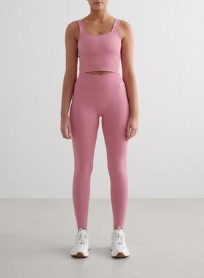 Damen Yoga Leggings Petite Gerippt Nahtlos Wüstenrose