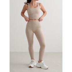 Mujer Yoga Leggings Petite Acanalado Sin Costura Beige