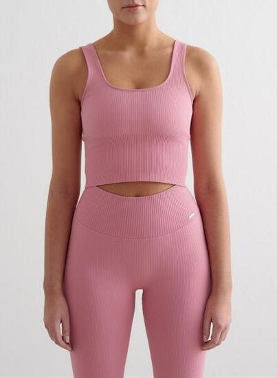 Damen Yoga Sport-BH Gerippt Nahtlos Bralette Wüstenrose