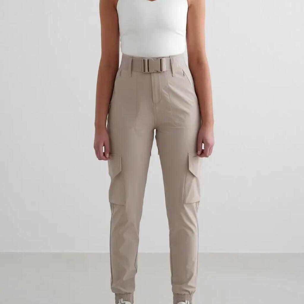Women's Cargo Pants High-Waisted Water-Repellent Stretch Tapered Dark Clay