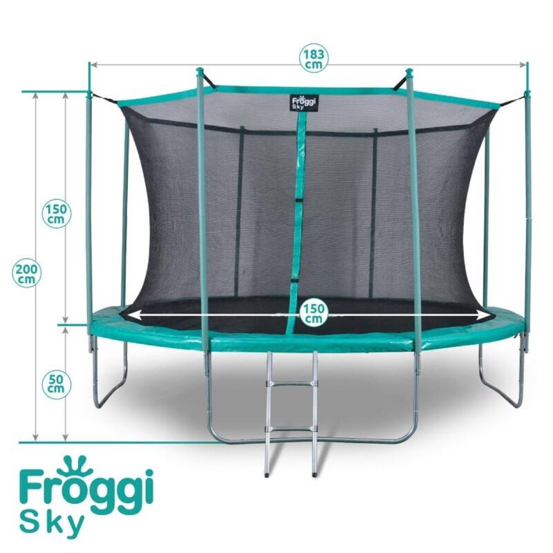 Trambulină copii FROGGI SKY 183 cm - 75 kg - Sărit 144 cm - 3/5 ani