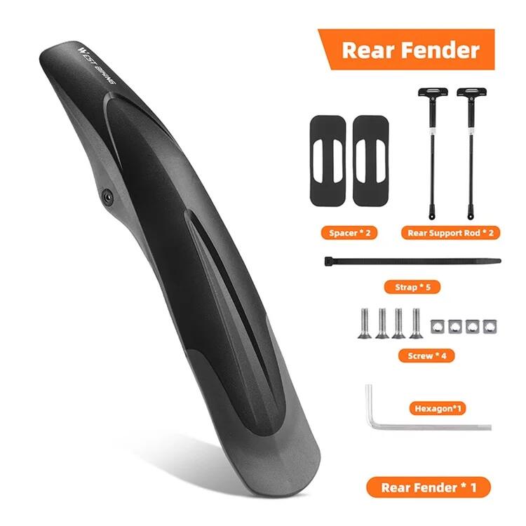 Garde-boue arrière avec tiges de support réglables pour vélos de 26", 27.5", 29" 2/7