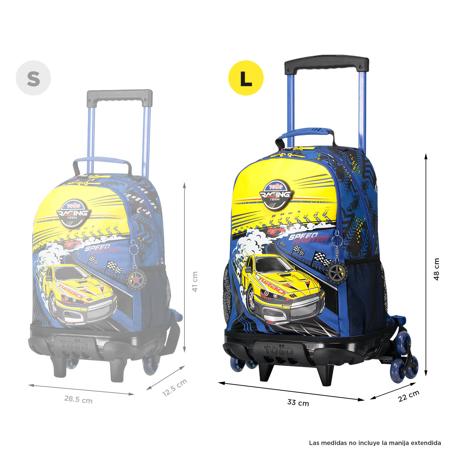 Totto Mochila infantil ruedas Velocity L Azul Poliéster 33 x 48 x 22 cm 3/5