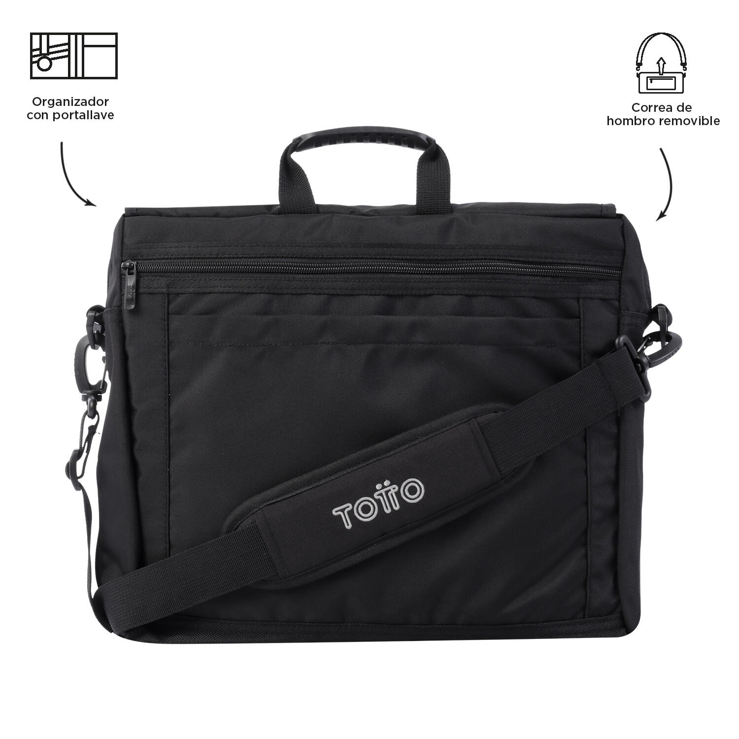 Totto  Bandolera Cromy - Negro y verde Negro 3/5