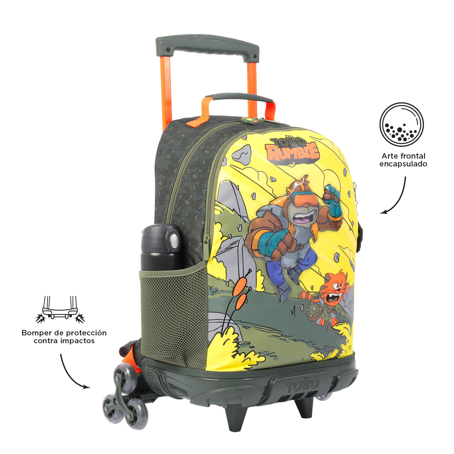 Totto Mochila infantil ruedas Brawlmaster Amarillo Poliéster 33 x 47.5 x 16 cm 5/5