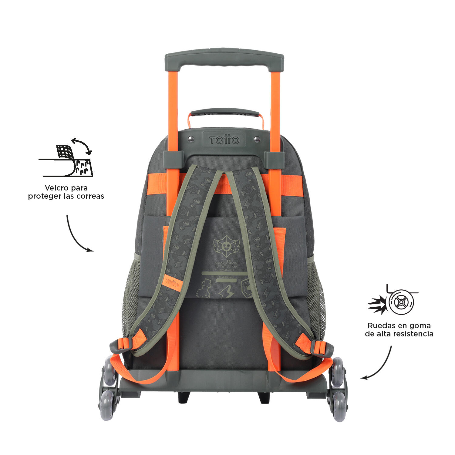 Totto Mochila infantil ruedas Brawlmaster Amarillo Poliéster 33 x 47.5 x 16 cm 4/5