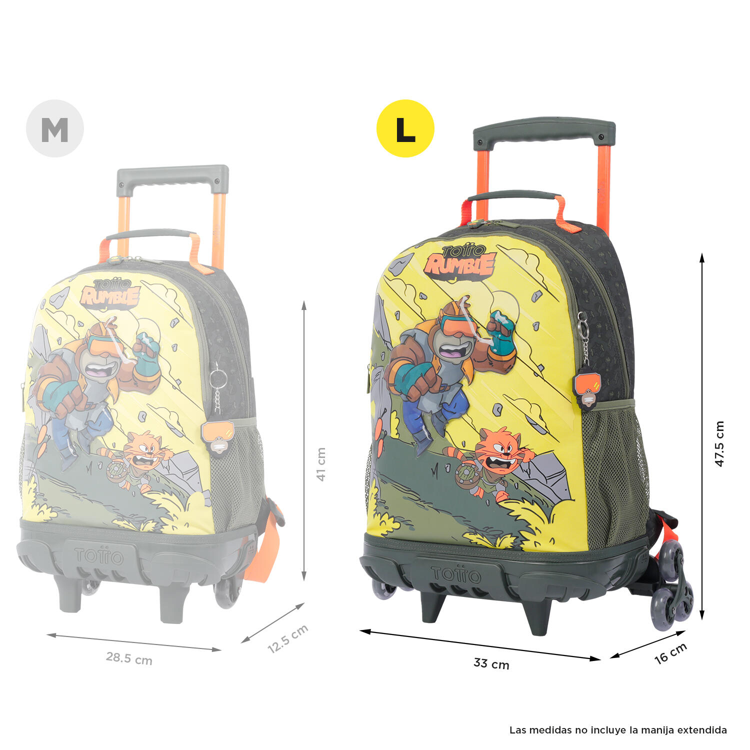 Totto Mochila infantil ruedas Brawlmaster Amarillo Poliéster 33 x 47.5 x 16 cm 3/5
