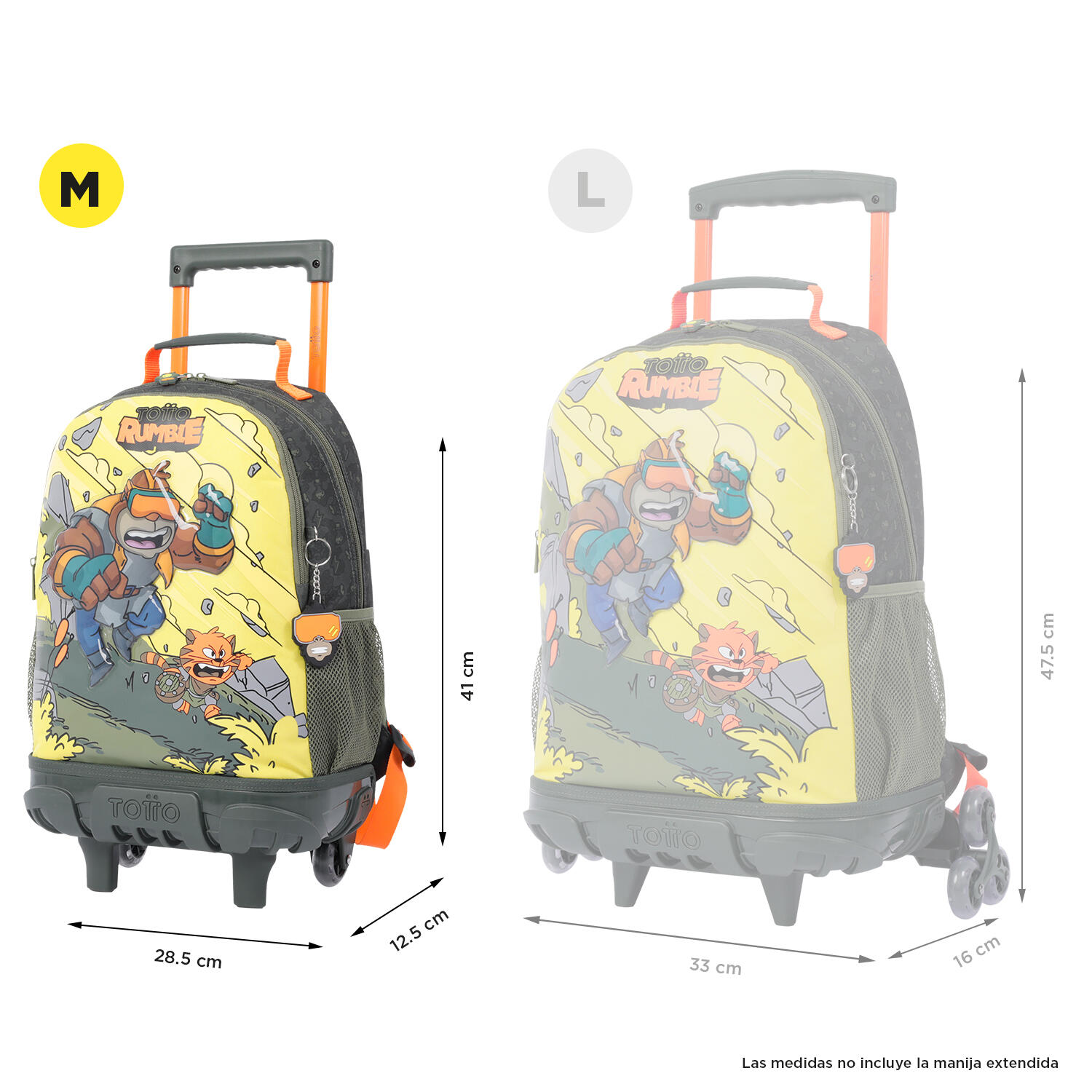 Totto Mochila infantil ruedas Brawlmaster M Amarillo Poliéster 28.5 x 41 x 12.5 3/5