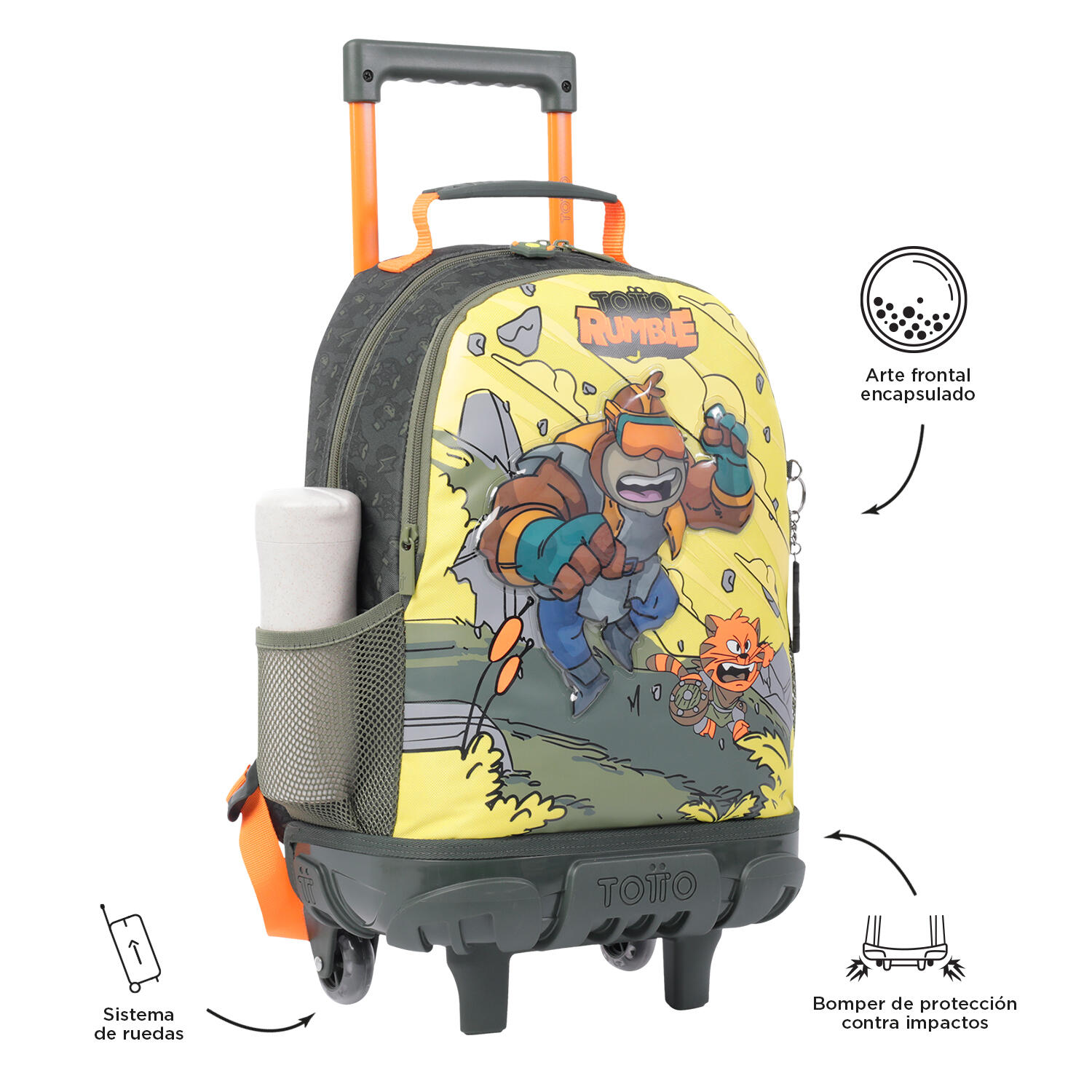 Totto Mochila infantil ruedas Brawlmaster M Amarillo Poliéster 28.5 x 41 x 12.5 5/5