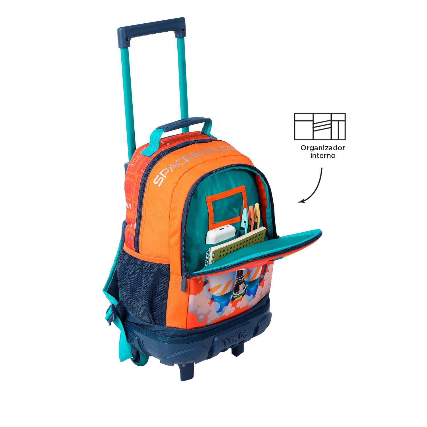 Totto Mochila infantil ruedas Cohety Naranja Poliéster 30 x 41 x 17 cm 5/5