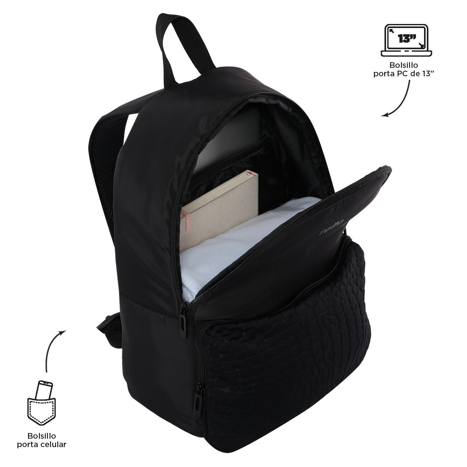 Totto Mochila urbana Palencia Negro Poliéster 30 x 42 x 12.5 cm 5/5