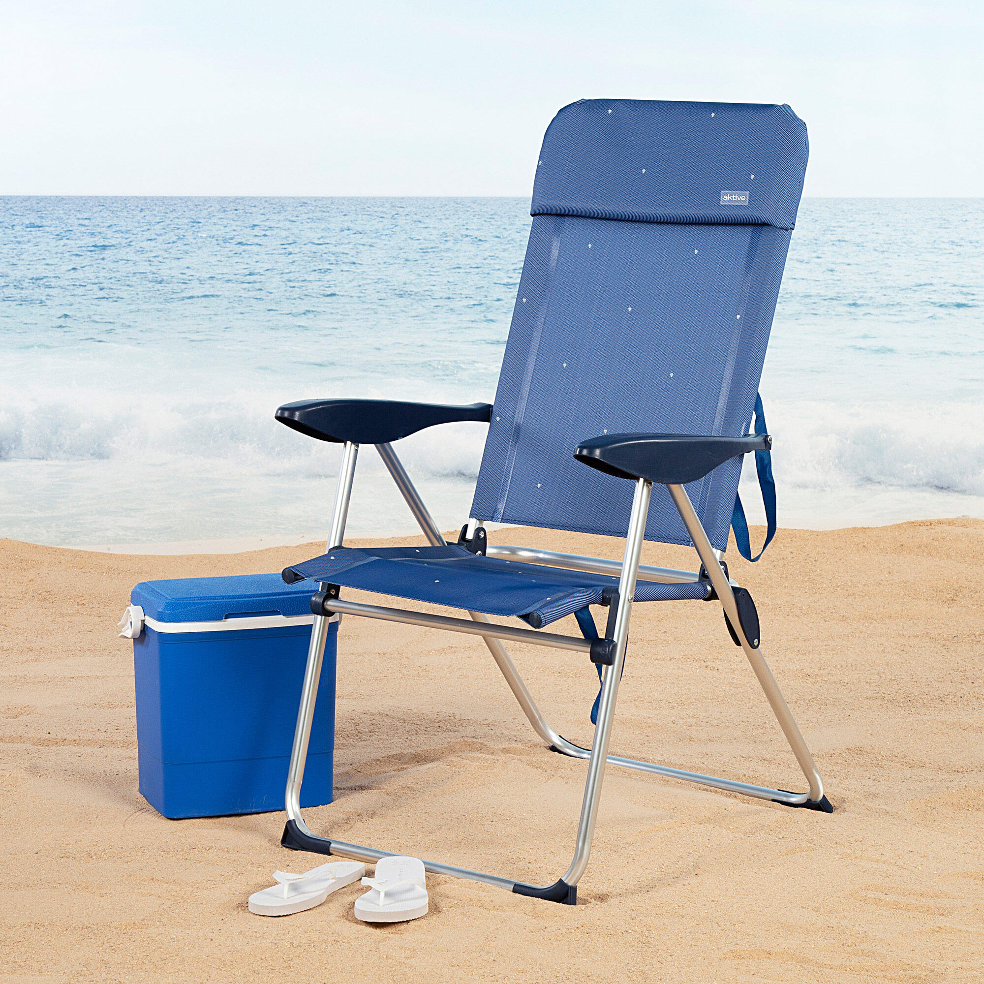 Aktive sedia da spiaggia pieghevole 48x65x110 cm La Palma 4 posizioni 2/7