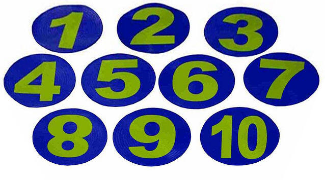 FLAT FIELD MARKER NUMBERED SET 1-10 BLUE