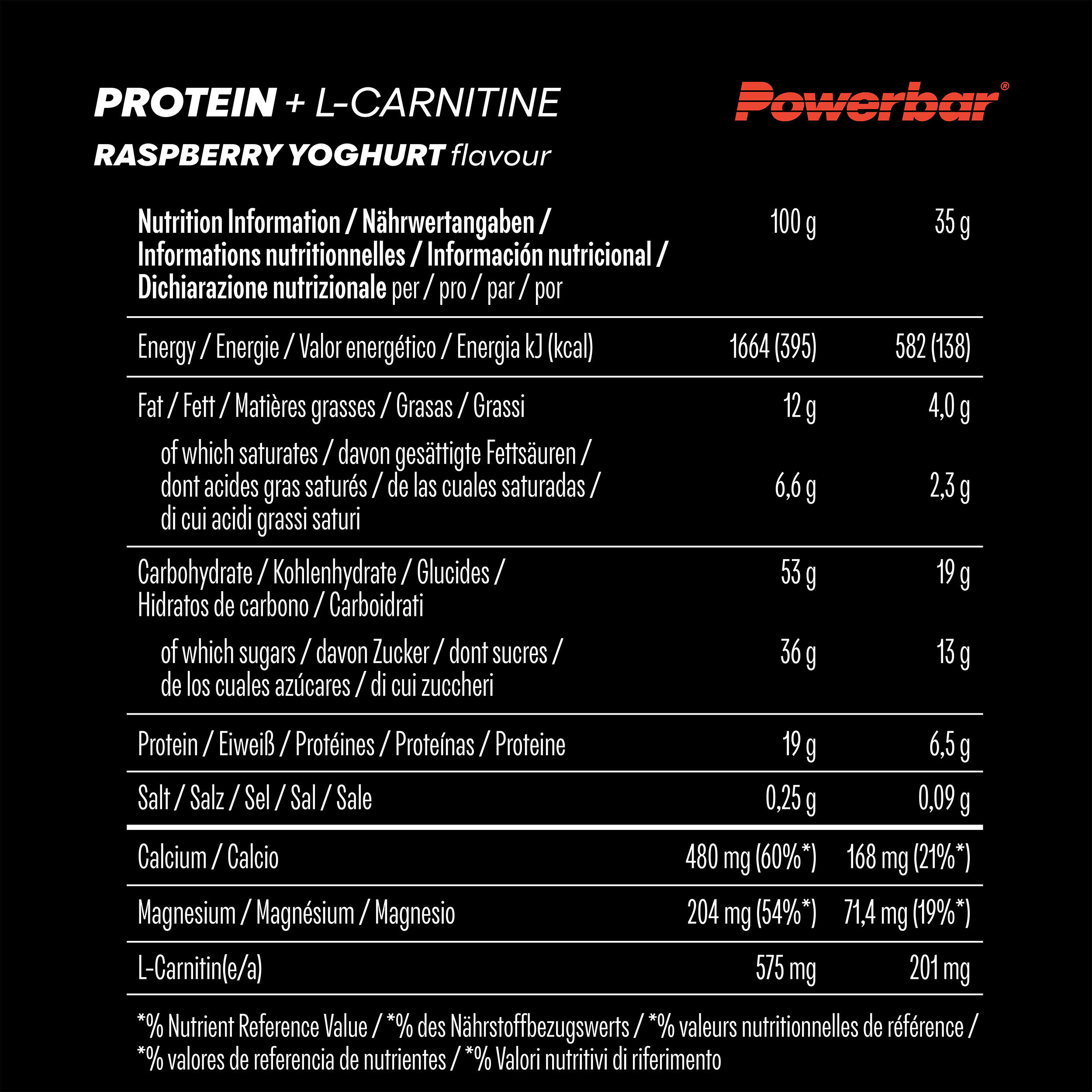 Barretta proteica alla L-Carnitina 35g Powerbar al lampone (confezione da 30) 5/7