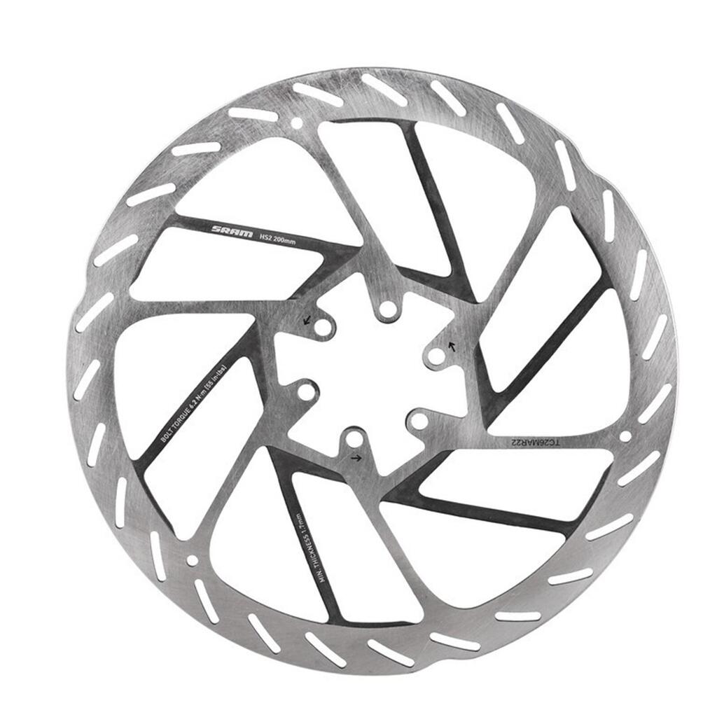 Brake disc with 6 round edge holes (steel screws included) Sram Disque Hs2 200mm