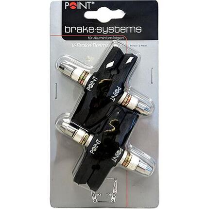 Point Bremsschuhe V-Brake, L=70mm, 2 Paar symm., für Aluminiumfelgen, schwarz