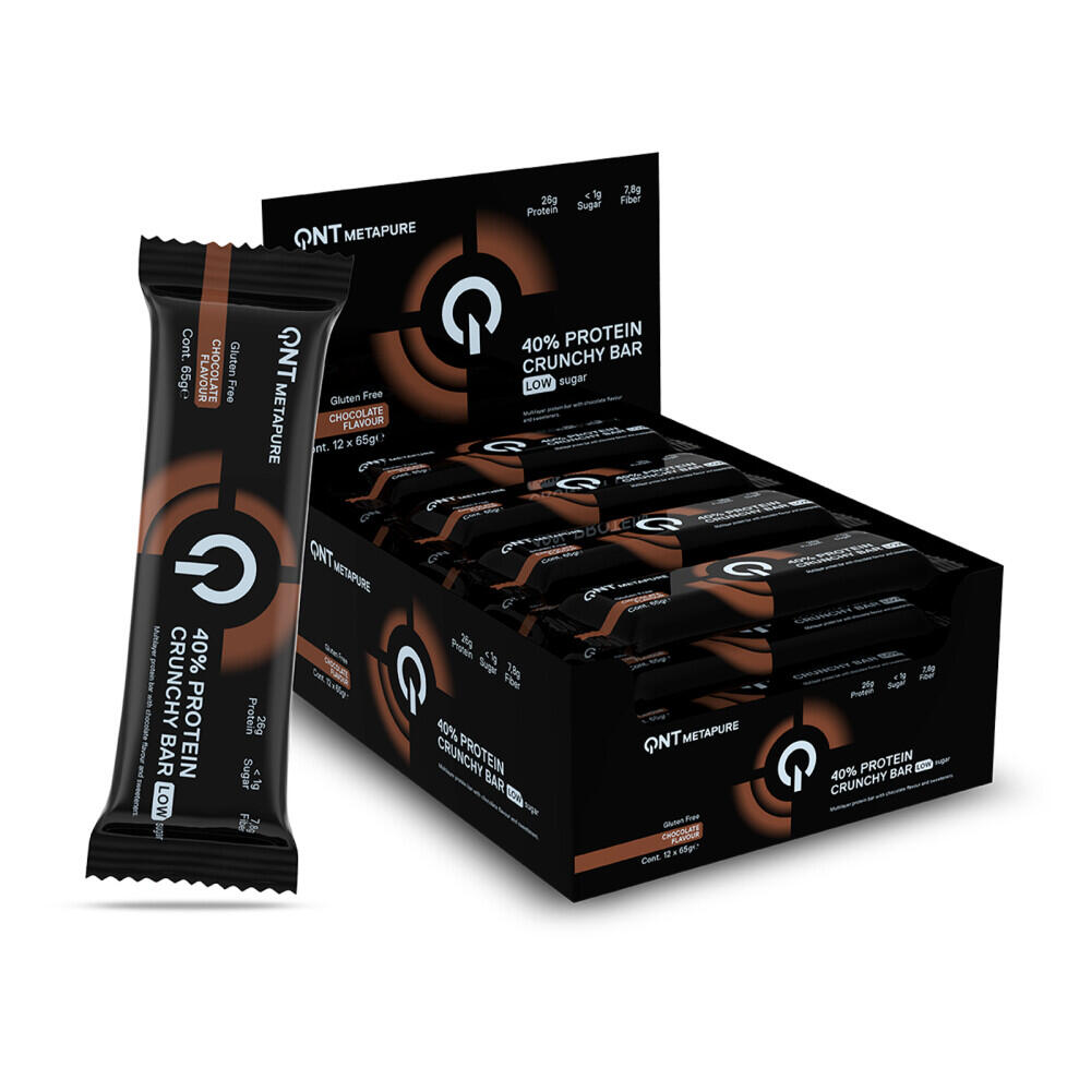 QNT METAPURE - 40% Protein Crunchy Bar Low Sugar - Chocolate - 12 x 65g