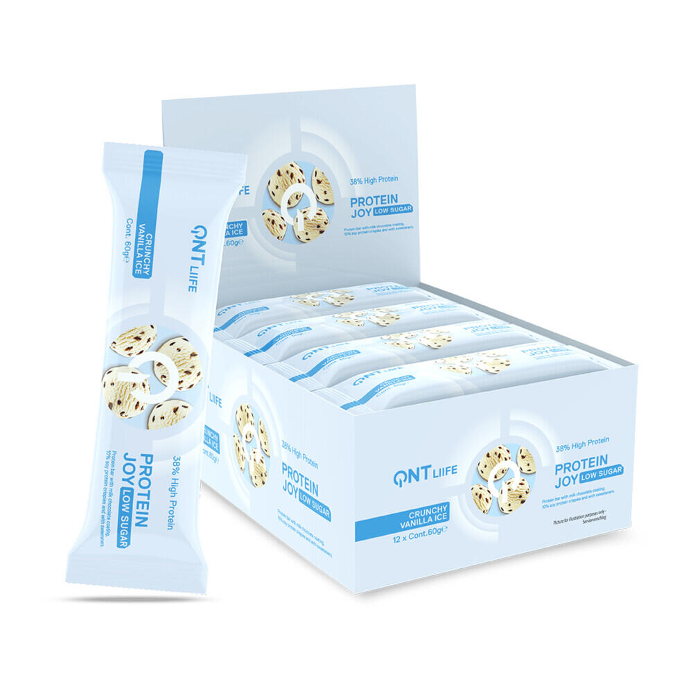 Protein Joy 38% Niska zawartość cukru - Chrupiąca Wanilia lód - 12 x 60 g