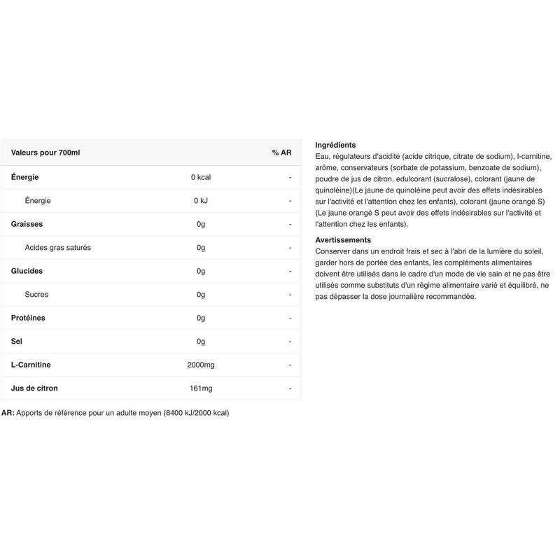 L-carnitine - L-carnitine 2000mg (12x700ml) - Citroen & Limoen