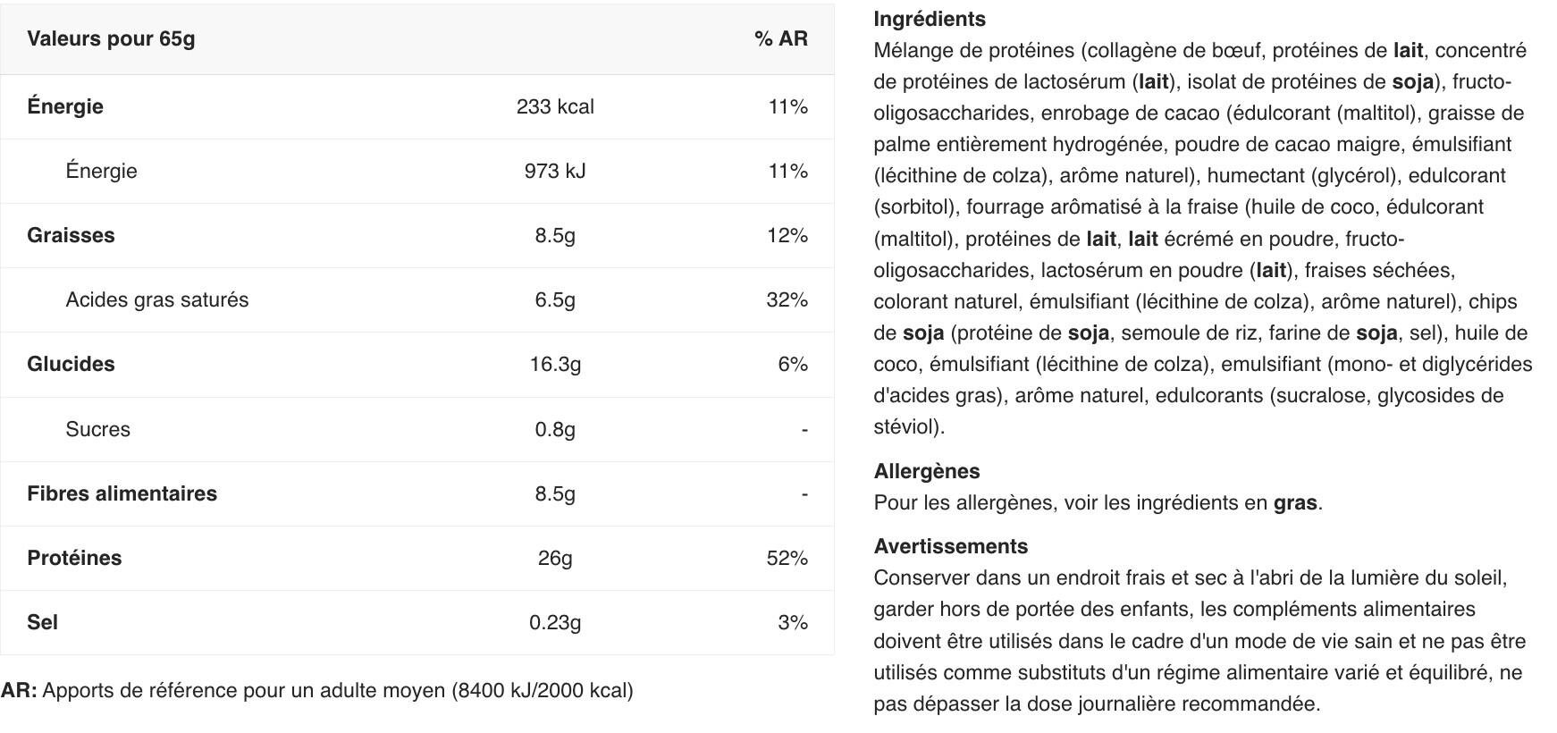 Barres protéinées - 40% Protein Crunchy Bar - Fraise Crémeuse Boite de 12 2/3