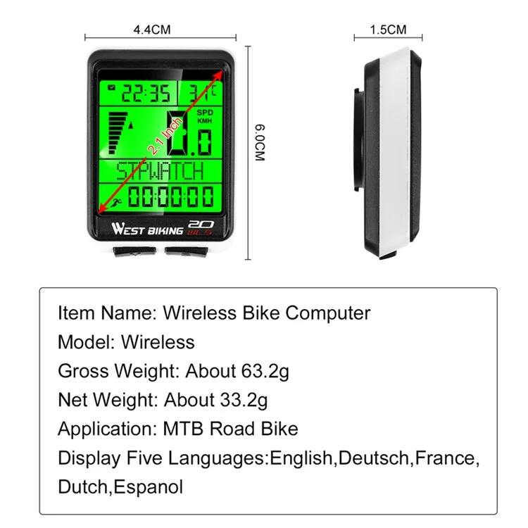 Compteur de vélo sans fil pour VTT et route, écran rétroéclairé étanche
